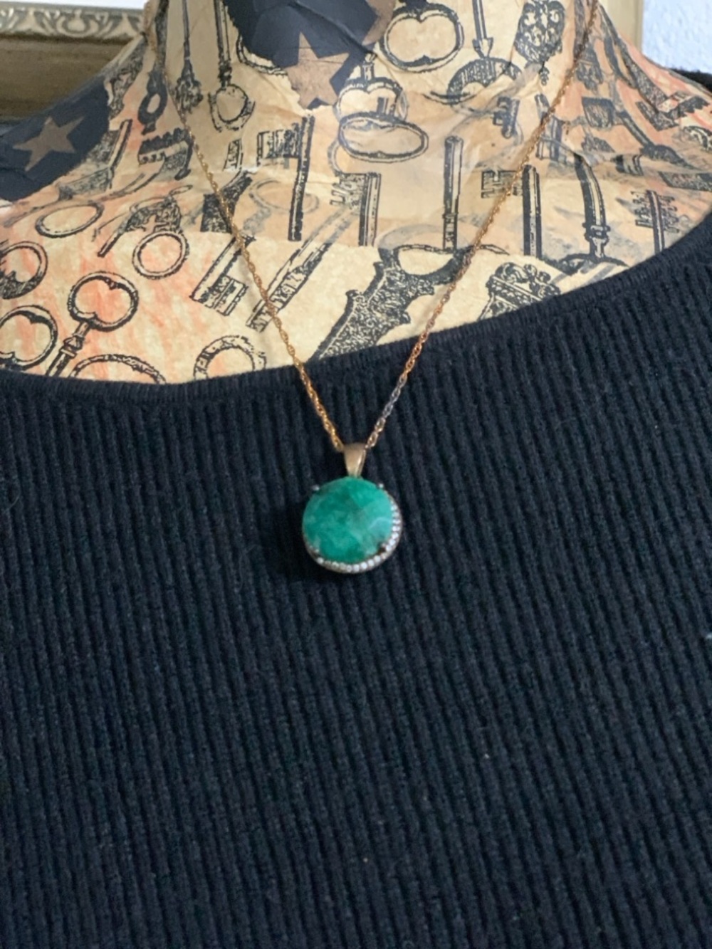 Stauer Emerald Pendant Necklace on Gold Chain